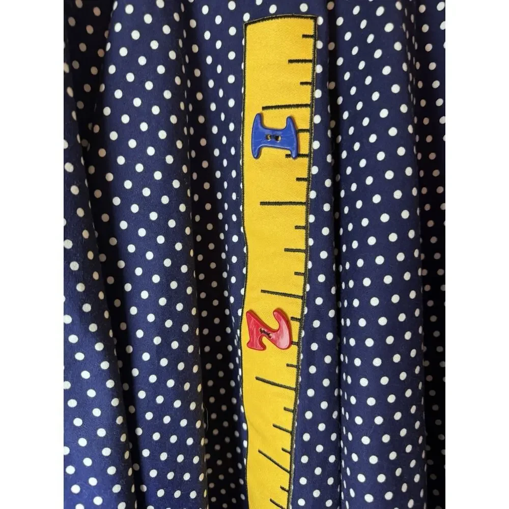 Peaches And Cream Vintage Back To School Dress Navy Polka Dot Sz 6 USA Made